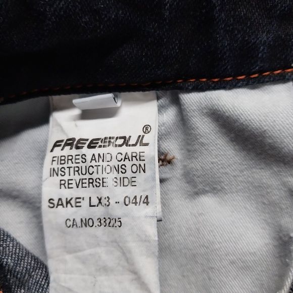 FREESOUL Funamentals Sake Jeans Straight Leg Low Rise W26 L33 Dark Blue Denim - Picture 12 of 15